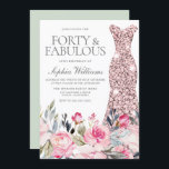 Blush Bloral Dress 40 & Fabulous 40. Geburtstag Einladung<br><div class="desc">Blush Floral Dress Forty & Fabulous 40. Geburtstag Einladung Siehe Matching Kollektion in Nest und Nest Store Vielen Dank</div>