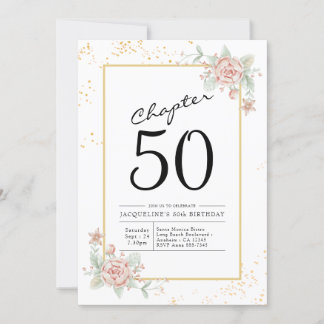 Blush Bloral Einladung zum 50. Geburtstag