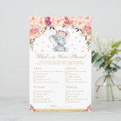 Blush Bloral Elephant Was ist in Ihrem Handyspiel (Stehend Vorderseite)