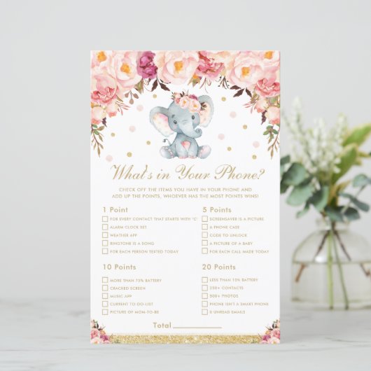 Blush Bloral Elephant Was ist in Ihrem Handyspiel (Stehend Vorderseite)