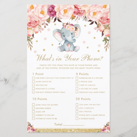 Blush Bloral Elephant Was ist in Ihrem Handyspiel (Vorderseite)