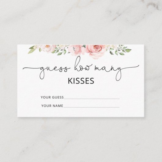 Blush Bloral erraten, wie viele Küsse Bridgame Begleitkarte (Vorderseite)
