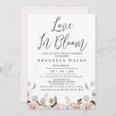 Blush Bloral Eukalyptus Liebe Brautparty Einladung (Vorne/Hinten)