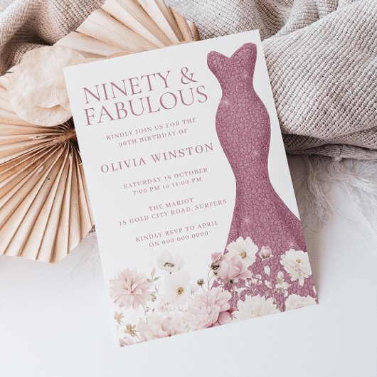 Blush Bloral Fabulous Kleid 90. Geburtstag Einladung