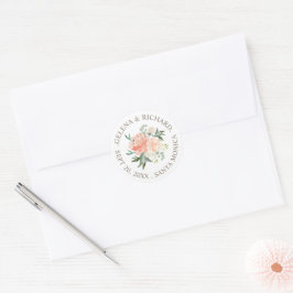 Blush-Bloral-Frühling Hochzeitsfeier Umschlag Aufk Runder Aufkleber