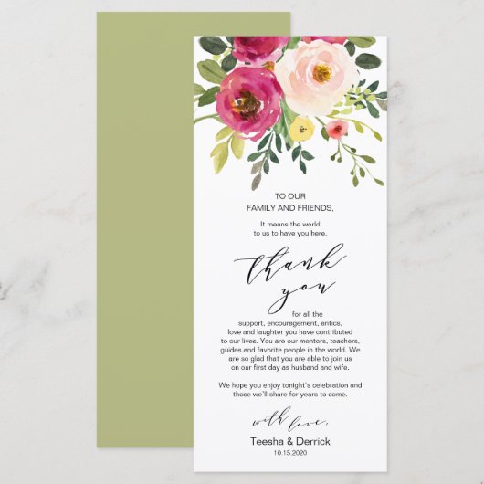 Blush Bloral Greenerity Place Einstellung Danke Ka Programm (Vorne/Hinten)