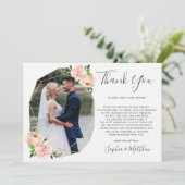 Blush Bloral Greenery Goldenes geometrisches Foto Dankeskarte (Stehend Vorderseite)