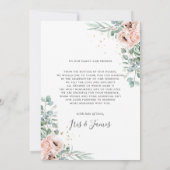 Blush Bloral Greenery Goldenes geometrisches Foto  Dankeskarte (Rückseite)