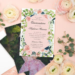 Blush Bloral Greenery Romantic Quinceañera Einladung<br><div class="desc">Passen Sie die Farbe der inneren Form und der Hintergrundfarbe an; die Rückseite des Fotos ist optional. Schönes Flachbild von Ilze Lucero Fotografy</div>