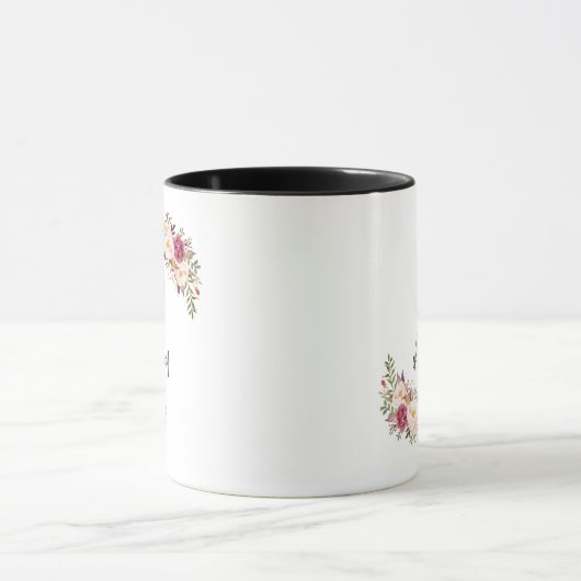 Blush Bloral Handwriting Mutter des Lebens Tasse (Zentrum)