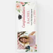 Blush Bloral High School Graduate Foto Abschluss Banner (Vertikal)