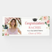 Blush Bloral High School Graduate Foto Abschluss Banner (Horizontal)