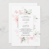 Blush Bloral Hochzeit Einladung (Vorne/Hinten)