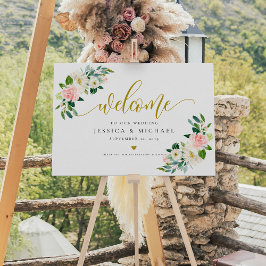 Blush Bloral Kalligraphie Begrüßungszeichen Poster