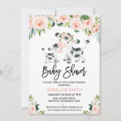 Blush Bloral Kuh und Calf Baby Dusche Einladung (Vorderseite)