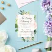 Blush Bloral Leaf Clear Akryllischer Gedenkservice Acryleinladungen (In Situ (Hochzeit))