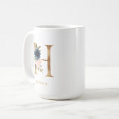 Blush Bloral Monogram Letter "H" Personalisiert Kaffeetasse (Vorderseite Links)