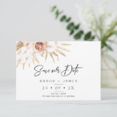 Blush Bloral Palm Boho Hochzeit Speichern Sie die  Einladung (Stehend Vorderseite)