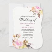 Blush Bloral Peachy Herbstliche Hochzeit im Herbst Einladung (Vorderseite)