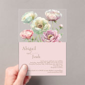 Blush Bloral Peonies Akryllische Einladung (Insitu (Handheld))