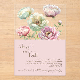 Blush Bloral Peonies Akryllische Einladung