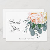 Blush Bloral Peony Eukalyptus Greenerie Vielen Dan Dankeskarte (Vorne/Hinten)