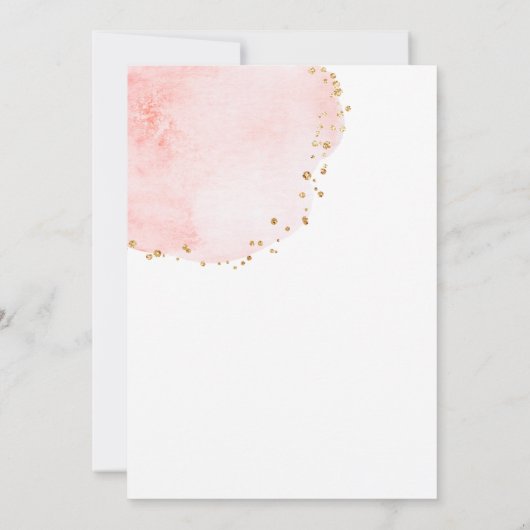 Blush Bloral Petal Gold Glitzer Dots Baby Dusche Einladung (Rückseite)