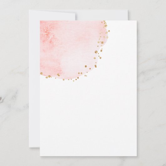 Blush Bloral Petal Gold Glitzer Dots Brautparty Einladung (Rückseite)