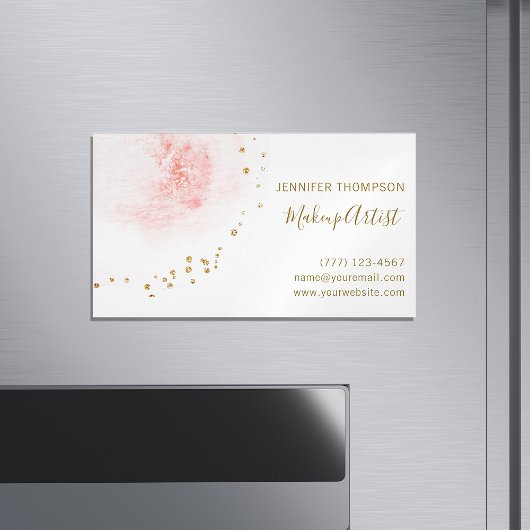 Blush Bloral Petal Gold Glitzer Dots Magnetische Visitenkarte