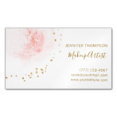 Blush Bloral Petal Gold Glitzer Dots Magnetische Visitenkarte (Vorderseite)