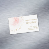 Blush Bloral Petal Gold Glitzer Dots Magnetische Visitenkarte (Beispiel)