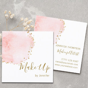 Blush Bloral Petal Gold Glitzer Dots Quadratische Visitenkarte