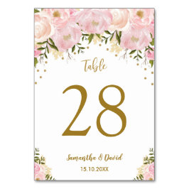 Blush Bloral Pink Gold Hochzeitsstimmung Tischnumm Tischnummer
