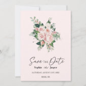 Blush Bloral Pink Hochzeit speichern das Datum Save The Date (Vorderseite)