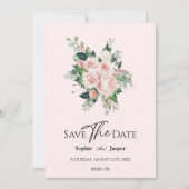 Blush Bloral Pink Hochzeit Speichern Sie die Datum Save The Date (Vorderseite)