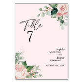 Blush Bloral Pink Hochzeitkarte der Tischnummer (Rückseite)