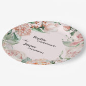 Blush Bloral Pink Hochzeitspapier Teller (Schrägansicht)