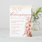 Blush Bloral Pop Champagner Brautparty Einladung (Stehend Vorderseite)
