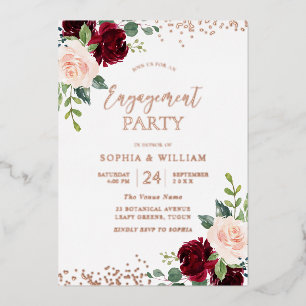 Blush Bloral Rose Gold Foil Engagement Party Folieneinladung