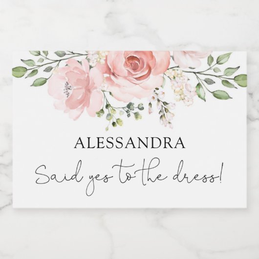 Blush Bloral sagte ja zum Kleid Schaumweinetikett (Einzelnes Label)