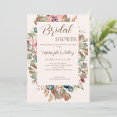 Blush Bloral Sand Bridal Dusche Einladung (Stehend Vorderseite)