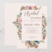 Blush Bloral Sand Bridal Dusche Einladung (Vorne/Hinten)