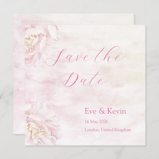 Blush Bloral Save the Date Card - Aquarellfarben (Vorne/Hinten)