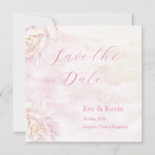 Blush Bloral Save the Date Card - Aquarellfarben (Vorderseite)
