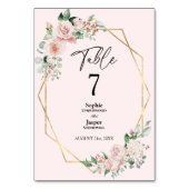 Blush Bloral Simple Pink Wedding Tischnummer (Vorderseite)