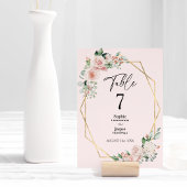 Blush Bloral Simple Pink Wedding Tischnummer