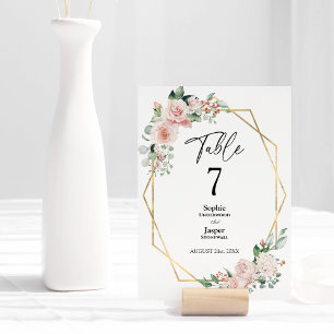 Blush Bloral Simple White Wedding Tischnummer