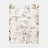 Blush Bloral Spring Summer Wedding Willkommenszeic Acrylschild (Vorderseite)