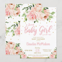 Blush Bloral Sweet Baby Girl Dusche Pink & Gold
