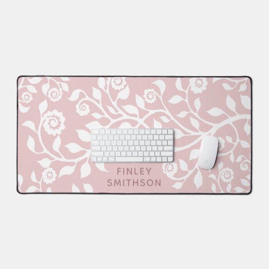 Blush Bloral Swirl Template Elegant Klasse Stilvol Schreibtischunterlage (Tastatur & Maus)